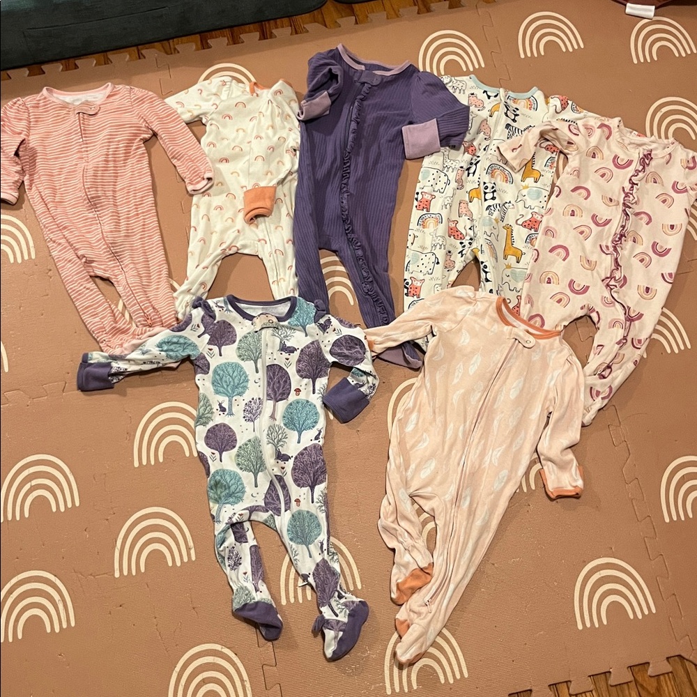 6-9 month Baby Girl Sleeper Bundle Onesie Pajamas Cloud Island 100% Cotton